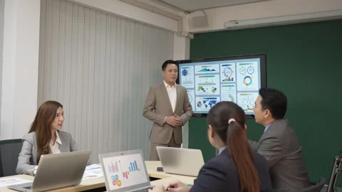 White collar worker working and meeting at office. 스톡 동영상 243693922