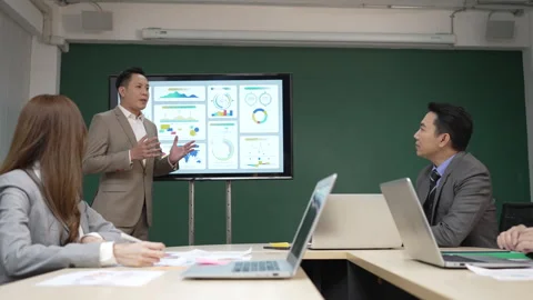 White collar worker working and meeting at office. Stock Footage 243693937