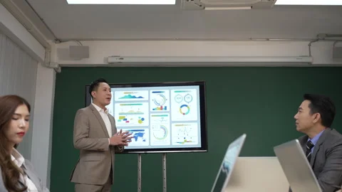 White collar worker working and meeting at office. Stock Footage 243693945