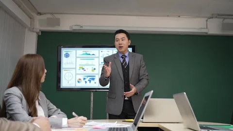 White collar worker working and meeting at office. Stockbeeldmateriaal 243693977