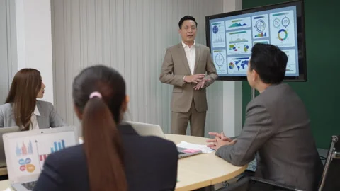 White collar worker working and meeting at office. 스톡 동영상 243694042