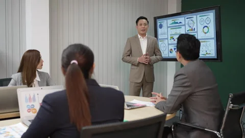 White collar worker working and meeting at office. Stock Footage 243694080