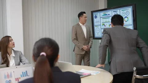 White collar worker working and meeting at office. 스톡 동영상 243694100