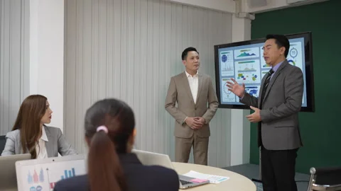 White collar worker working and meeting at office. Stock Footage 243694103