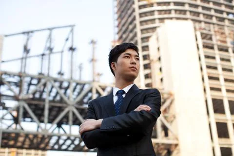 White-collar workers 20 to 30. Business people Development a man The Blue Man of Stock Photos