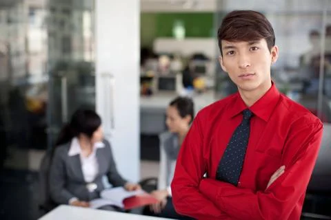 White-collar workers Face the camera. Oriental Oriental figures Business scene Stock Photos