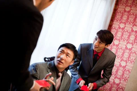 White-collar workers Staff Conversation Adult Take it. Asia festival Manager The Stock Photos