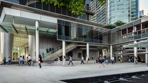 White collared workers commuting to work, during morning rush hour Stock Footage 105233647