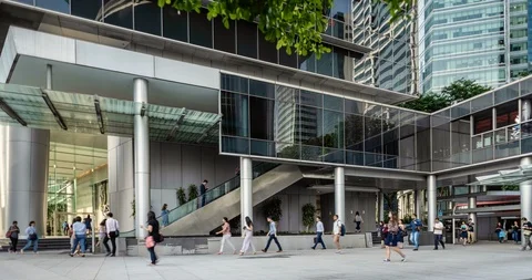 White collared workers commuting to work, during morning rush hour Stock Footage 105247967