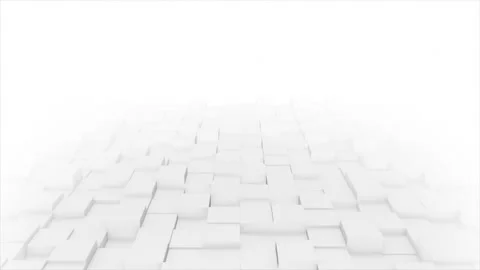 White color 3d cubes slowly moving blank 3d space background Stock Footage 307694082