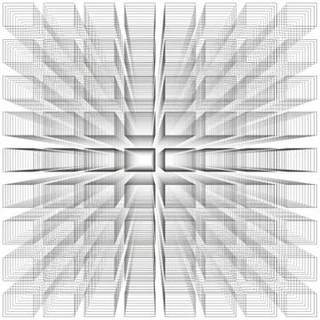 White color abstract infinity background, 3d structure with gray rectangles Stockillustratie