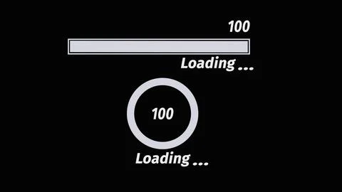 White color animated uploading, loading bar on black background Stock Illustration
