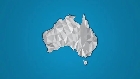 White color Australia low poly map with geometric shapes or triangles Stock Footage 290091141