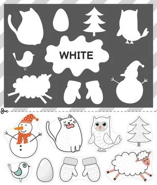 White color. Cut the elements and match them with the right shadows. Learning Stock Illustration
