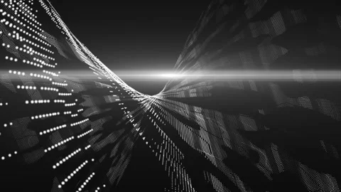 White color digital data flow particles cyber technology futuristic background Stock Footage 296088737