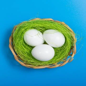 White color Eggs. Happy Easter poster, spring Christian greeting card, temp.. Stock Photos