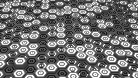 White color glowing hexagonal block moving up and down Stock Footage 227454127