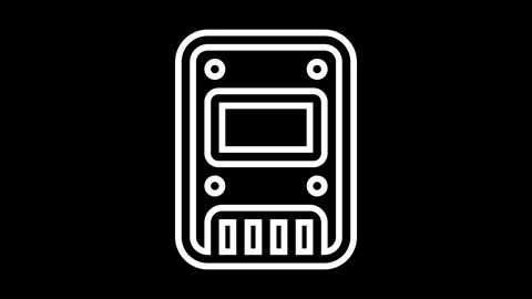 White color Micro controller icon with screen and connectors Stock Footage 277128478