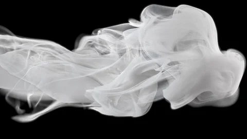 White color paint ink drops in water inky cloud swirling smoke alpha Stock Footage 115533449