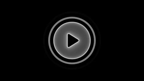 White color play button. Video play icon, video symbol on black background... Stock Footage 303069497