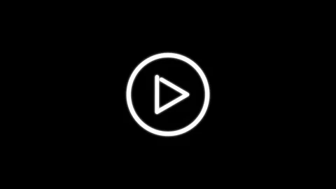 White color play button. Video play icon, video symbol on black background... Stock Footage 304718536