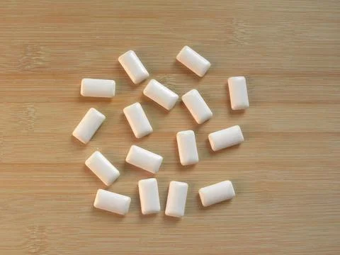 White color rounded rectangle shape Chewing gum Stock Photos