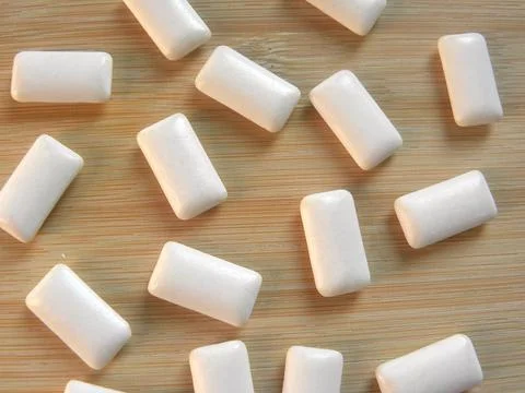 White color rounded rectangle shape Chewing gum Stock Photos
