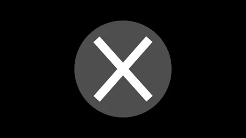 White color simple circle cross mark animation with black background Video stock 301617455
