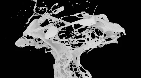 White color splashes in slow motion, alpha channel included (FULL HD) Video stock 48938814