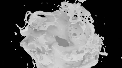 White color splashes in slow motion into screen, alpha included (FULL HD) Stock Footage 64877106