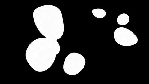 White color spots merging into one on black background. Abstract white shapes Video stock 310130989