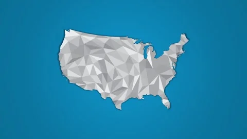 White color USA low poly map with geometric shapes or triangles Stock Footage 290091068