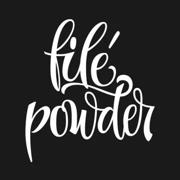 White colored hand drawn spice label - file powder. Stock Illustration