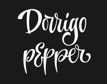 White colored hand drawn spice label - Dorrigo pepper. Stock Illustration