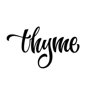 White colored hand drawn spice label - Thyme. Stock Illustration