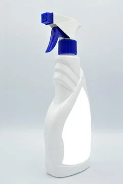 White colored plastic spray detergent bottle. Cosmetic, container Stock-Fotos