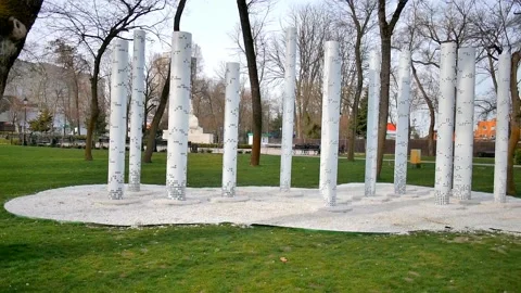 White column sculpture of park Stock Footage 106301252