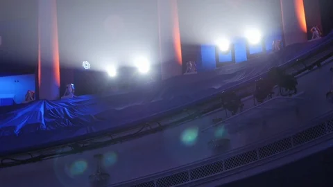  White Columns of the Theater Stock Footage 87968847