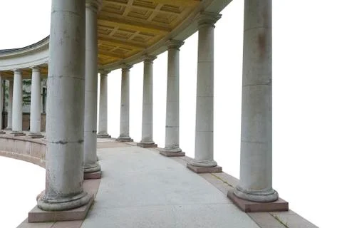 White columns on white isolated background. Historical building. Fotos de archivo