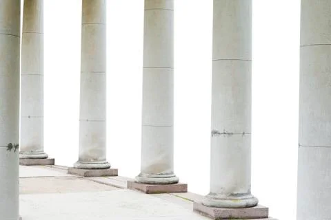 White columns on white isolated background. Historical building. Fotos de archivo
