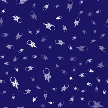 White Comet falling down fast icon isolated seamless pattern on blue background 스톡 일러스트
