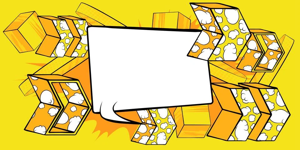White Comic book speech bubble with yellow Comics abstract arrow Symbols. R.. Stock Illustration