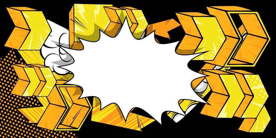 White Comic book speech bubble with yellow Comics abstract arrow Symbols. R.. Stock Illustration