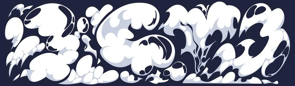 White comic smoke clouds collection Stock Illustration