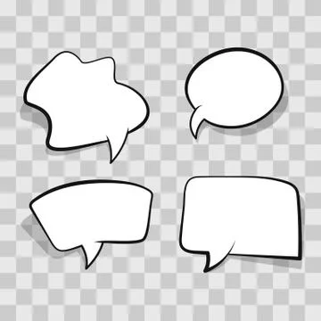 White comic speech bubble isolated on transparent background. Set empty speech Ilustración de archivo