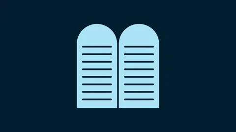White The commandments icon isolated on blue background. Gods law concept. 4K Video stock 230030510