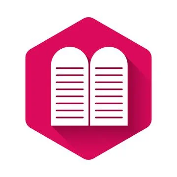 White The commandments icon isolated with long shadow background. Gods law Stock Illustration