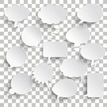 White Communication Bubbles Transparent Shadows Stock Illustration