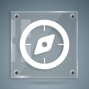 White Compass icon isolated on grey background. Windrose navigation symbol... Stock Illustration