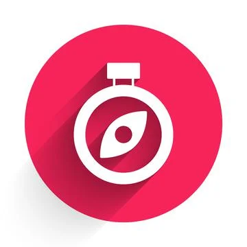 White Compass icon isolated with long shadow. Windrose navigation symbol. Wind Stock Illustration
